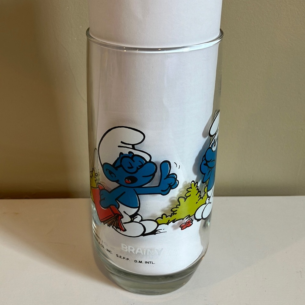 Vintage brainy Smurf glassware glasses